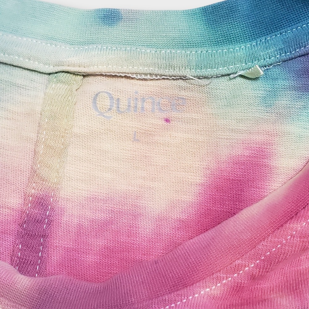 Quince Women Organic Cotton Slub Crewneck Tee Tie Dye Pink Blue Large - Picture 4 of 10